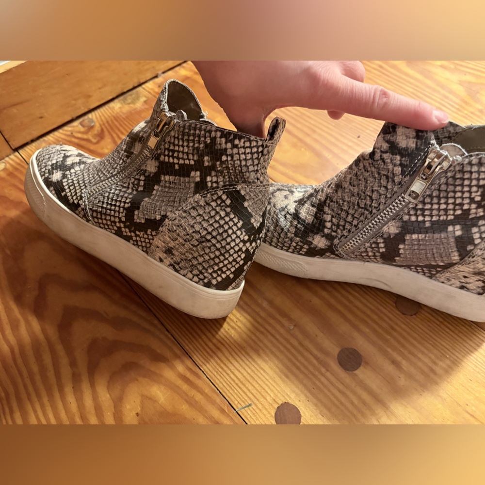 Steven Madden Snake Print Ankle Wedgie Sneakers - Picture 6 of 13